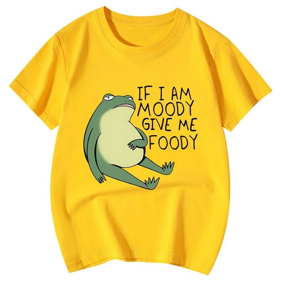 MIXUE Toddler Girls Tops & T-Shirts Kids Children Cute Animal Print Crew Neck Short Sleeve Tops Pullover Tshirts Outwear,Yellow,5-6 Years