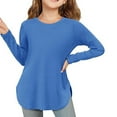 thumbnail image 1 of MIXUE Toddler Girls Tops & T-Shirts Kids Solid Color Crew Neck Long Sleeve Slim Tunic Soft Sweatshirts Tops Outwear,Blue,5-6 Years, 1 of 6