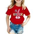 thumbnail image 1 of MIXUE Toddler Girls Tops & T-Shirts Kids Summer Cute Easter Bunny Print Round Neck Short Sleeve Pullover T Shirts Activewear,Red,2-3 Years, 1 of 4