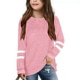 thumbnail image 1 of MIXUE Toddler Girls Tops & T-Shirts Solid Color Crew Neck Long Sleeve Loose Sweatshirts Tops Activewear,Pink,5-6 Years, 1 of 5