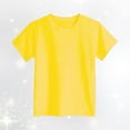 thumbnail image 1 of MIXUE Toddler Girls Tops & T-Shirts Solid Color Crew Neck Short Sleeve Loose Fashion Tops Outwear,Yellow,6-7 Years, 1 of 4