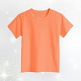 thumbnail image 1 of MIXUE Toddler Girls Tops & T-Shirts Solid Color Crew Neck Short Sleeve Loose Fashion Tops Streetwear,Orange,4-5 Years, 1 of 4