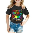 thumbnail image 1 of MIXUE Toddler Girls Tops & T-Shirts Summer Back To School Letter Print Round Neck Short Sleeve Loose Casual T-shirts Sportwear,Black,3-4 Years, 1 of 4