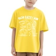thumbnail image 1 of MIXUE Toddler Girls Tops & T-Shirts Summer Cute Dinosaur Print Round Neck Short Sleeve Loose Casual T Shirts Daily-Wear,Yellow,4-5 Years, 1 of 4