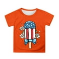 thumbnail image 1 of MIXUE Toddler Girls Tops & T-Shirts Summer Fourth Of July Independence Day Ice Cream Print Round Neck Short Sleeve Casual Party T Shirts Activewear,Orange,4-5 Years, 1 of 4