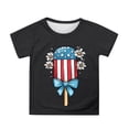 thumbnail image 1 of MIXUE Toddler Girls Tops & T-Shirts Summer Fourth Of July Independence Day Ice Cream Print Round Neck Short Sleeve Casual Party Tshirts Holiday Wear,Black,3-4 Years, 1 of 4