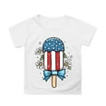 thumbnail image 1 of MIXUE Toddler Girls Tops & T-Shirts Summer Fourth Of July Independence Day Ice Cream Print Round Neck Short Sleeve Casual Party Tshirts Holiday Wear,White,3-4 Years, 1 of 4