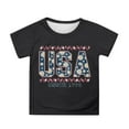 thumbnail image 1 of MIXUE Toddler Girls Tops & T-Shirts Summer Fourth Of July Independence Day Letter Print Round Neck Short Sleeve Casual Party Tshirts Holiday Wear,Black,3-4 Years, 1 of 4