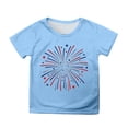 thumbnail image 1 of MIXUE Toddler Girls Tops & T-Shirts Summer Fourth Of July Independence Day Star Print Round Neck Short Sleeve Casual Party Tshirts Holiday Wear,Blue,3-4 Years, 1 of 4