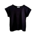 thumbnail image 1 of MIXUE Toddler Girls Tops & T-Shirts Summer Solid Color Round Neck Short Sleeve Casual Comfortable Stretchy Pullover T-shirts Holiday Wear,Black,2-3 Years, 1 of 3