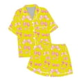 thumbnail image 1 of MIXUE Tween Girls Outfit Sets Summer Bowknot Print Lapel Short Sleeve Shirt Shorts Two Piece Pajamas Sportwear,Yellow,10-11 Years, 1 of 4