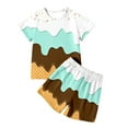 thumbnail image 1 of MIXUE Tween Girls Outfit Sets Summer Ice Cream Print Crew Neck Short Sleeve T Shirt Tops Shorts Casual Pajamas Outwear,White,11-12 Years, 1 of 6