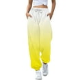 thumbnail image 1 of MIXUE Tween Girls Pants Summer Gradient Print Elastic Waist Drawstring Jogging Bottoms Sports Straight Leg Sweatpants Trousers Daily-Wear,Yellow,11-12 Years, 1 of 6