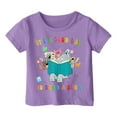 thumbnail image 1 of MIXUE Tween Girls Tops & T-Shirts Children Fashion Cartoon Print Loose Casual Short Sleeve Kids Comfortable Summer Pullover T Shirts Daily-Wear,Purple,10-11 Years, 1 of 2