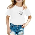 thumbnail image 1 of MIXUE Tween Girls Tops & T-Shirts Summer Doughnut Heart Print Round Neck Short Sleeve Loose Casual Tee Shirts Streetwear,White,10-11 Years, 1 of 4