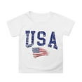 thumbnail image 1 of MIXUE Tween Girls Tops & T-Shirts Summer Fourth Of July Independence Day Letter Flag Print Round Neck Short Sleeve Casual Party T Shirts Daily-Wear,White,10-11 Years, 1 of 4