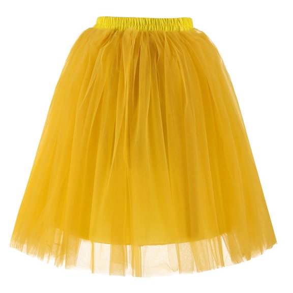 MIXUE Women Mesh Tulle Skirts Knee Length Pleated Tutu Elastic High Waist Dancing Skirts Summer A Line Yarn Skirts