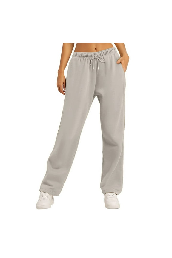 Women Pants Lined Sweatpants Wide Straight Leg Pants Bottom Sweatpants Joggers Pants Workout High Waist Pants With Pockets