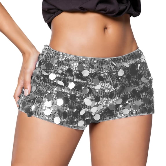 MIXUE Women Sparkly Shorts Elegant Mini Shorts Partywear Shorts Low Rise Sparkly Night Glitter Club Sequin Palazzo