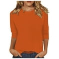 thumbnail image 1 of MIXUE Women T-Shirts 3/4 Length Sleeve Tops Casual Loose Crewneck T Shirts Cute Solid Three Quarter Length Tunic Tops, 1 of 4