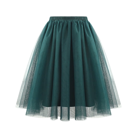 MIXUE Women Tulle Skirts High Waist Pleated Mesh Skirts Soft Drape Mid Length Mesh Pleated A-Line Flowy Prom Party Swing Skirts