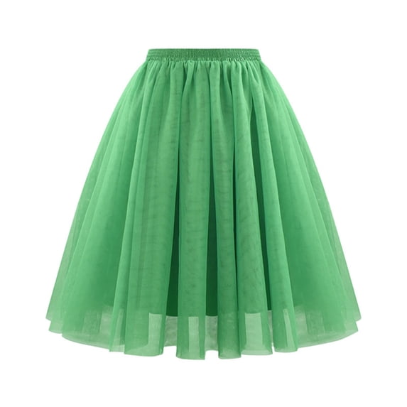 MIXUE Women Tulle Skirts High Waist Pleated Mesh Skirts Soft Drape Mid Length Mesh Pleated A-Line Flowy Prom Party Swing Skirts