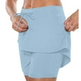 thumbnail image 1 of MIXUE Womens Skirts Solid Color Mid Waist Drawstring Pocket Casual Sports Two Piece Set Skirt Streetwear,Blue,S, 1 of 6