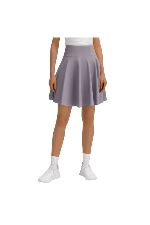 Womens Skirts Solid Color Stylish A Line Midi Pleated 45CM Length Poodle Design Lightweight Mini Skirt Activewear,Gray,M