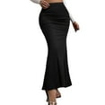 thumbnail image 1 of MIXUE Womens Skirts Solid Color Summer High Waist Slim Elastic Pleated Fishtail Skirt Streetwear,Black,S, 1 of 4
