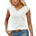 thumbnail image 1 of MIXUE Womens Summer Tops Lace Solid Color V Neck Sleeveless Vest Fashion Pullover Tee Shirts Streetwear,White,S, 1 of 9