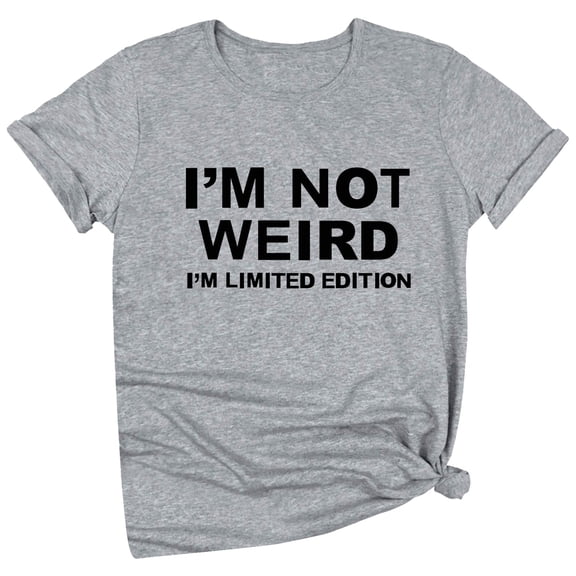 MIXUE Womens Summer Tops Letter Print Crew Neck Short Sleeve Loose Casual Shirts For Women Tee Shirts Daily-Wear,Gray,L