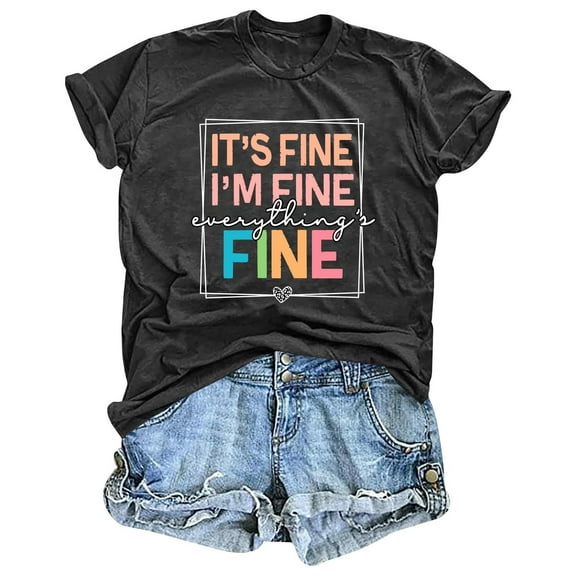 MIXUE Womens Summer Tops Letter Print Round Neck Short Sleeve Loose Casual Fashion Shirts For Women T-shirts Streetwear,Black,S