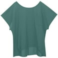 thumbnail image 1 of MIXUE Womens Summer Tops Linen Solid Color Round Neck Short Sleeve Pocket Loose Casual Shirts For Women Tee Shirts Daily-Wear,Green,S, 1 of 6