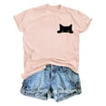 thumbnail image 1 of MIXUE Womens Summer Tops Solid Color Cat Print Round Neck Short Sleeve Fashion Casual Shirts For Women T-shirts Sportwear,Pink,XL, 1 of 2