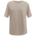 thumbnail image 1 of MIXUE Womens Summer Tops Solid Color Crew Neck Short Sleeve Loose Shirts For Women Tee Shirts Activewear,Brown,L, 1 of 7