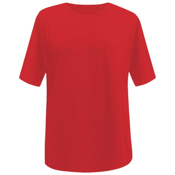 MIXUE Womens Summer Tops Solid Color Crew Neck Short Sleeve Loose Shirts For Women Tshirts Holiday Wear,Red,XXL