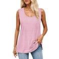 thumbnail image 1 of MIXUE Womens Summer Tops Solid Color Crew Neck Sleeveless Loose T Shirts Sportwear,Pink,XXL, 1 of 9