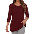 thumbnail image 1 of MIXUE Womens Summer Tops Solid Color O Neck Long Sleeve Loose Casual Fashion Tshirts Outwear,Yellow,L, 1 of 5