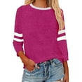 thumbnail image 1 of MIXUE Womens Summer Tops Solid Color Round Neck Long Sleeve Casual Fashion Shirts For Women Tee Shirts Activewear,Pink,M, 1 of 1