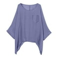 thumbnail image 1 of MIXUE Womens Summer Tops Solid Color Round Neck Long Sleeve Fashion Loose Casual Shirts For Women T-shirts Sportwear,Purple,L, 1 of 8