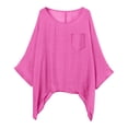 thumbnail image 1 of MIXUE Womens Summer Tops Solid Color Round Neck Long Sleeve Fashion Loose Casual Shirts For Women Tee Shirts Daily-Wear,Pink,XXXL, 1 of 8
