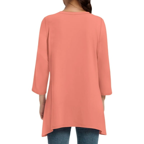 MIXUE Womens Summer Tops Solid Color Round Neck Long Sleeve Loose Casual Basic Shirts For Women Tshirts Outwear,Pink,XL