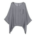 thumbnail image 1 of MIXUE Womens Summer Tops Solid Color Round Neck Long Sleeve Loose Fashion Casual Shirts For Women T-shirts Streetwear,Gray,M, 1 of 8