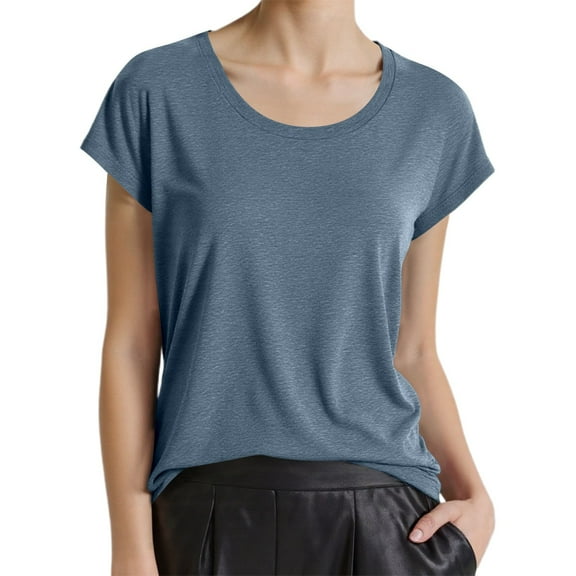 MIXUE Womens Summer Tops Solid Color Round Neck Short Sleeve Loose Casual Shirts For Women T-shirts Streetwear,Gray,XL