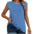 thumbnail image 1 of MIXUE Womens Summer Tops Solid Color Round Neck Sleeveless Casual Pullover T Shirts Daily-Wear,Blue,M, 1 of 4
