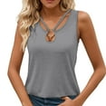 thumbnail image 1 of MIXUE Womens Summer Tops Solid Color V Neck Hollow Out Sleeveless Tank Fashion Tshirts Outwear,Gray,XL, 1 of 5