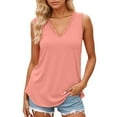 thumbnail image 1 of MIXUE Womens Summer Tops Solid Color V Neck Sleeveless Vest Dressy Loose Fit Casual Tank Pullover T Shirts Sportwear,Red,L, 1 of 5