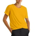 thumbnail image 1 of MIXUE Womens Summer Tops Summer Solid Color Casual Round Neck Short Sleeve Pullover T-shirts Holiday Wear,Yellow,S, 1 of 4