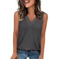 thumbnail image 1 of MIXUE Womens Summer Tops Summer Solid Color V Neck Fashion Sleeveless Vest Pullover Tshirts Activewear,Gray,XL, 1 of 4