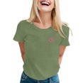 thumbnail image 1 of MIXUE Womens Tops Summer Dandelion Print Round Neck Short Sleeve Stylish Loose Fit Casual T Shirts Sportswear,Green,XXL, 1 of 5
